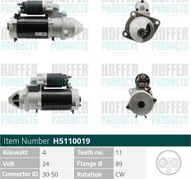 Hoffer H5110019 - Starteris www.autospares.lv