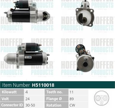 Hoffer H5110018 - Starter www.autospares.lv