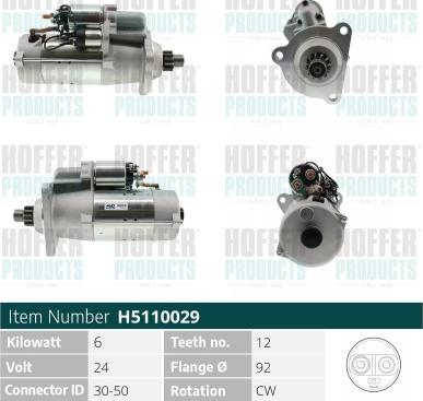 Hoffer H5110029 - Starteris www.autospares.lv