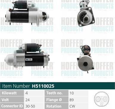 Hoffer H5110025 - Starter www.autospares.lv