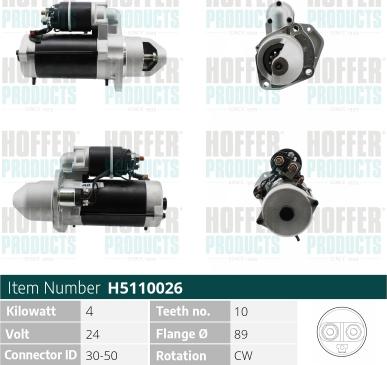 Hoffer H5110026 - Starter www.autospares.lv