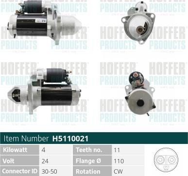 Hoffer H5110021 - Starteris www.autospares.lv