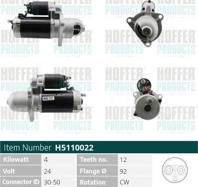 Hoffer H5110022 - Starteris www.autospares.lv