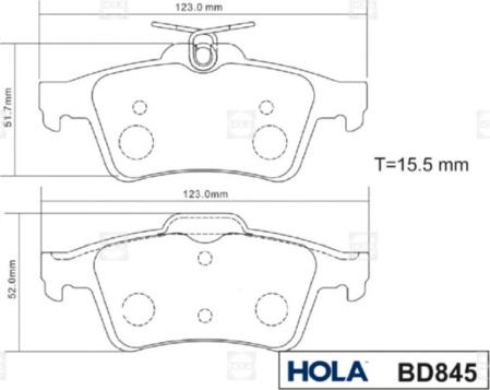 Hola BD845 - Bremžu uzliku kompl., Disku bremzes autospares.lv