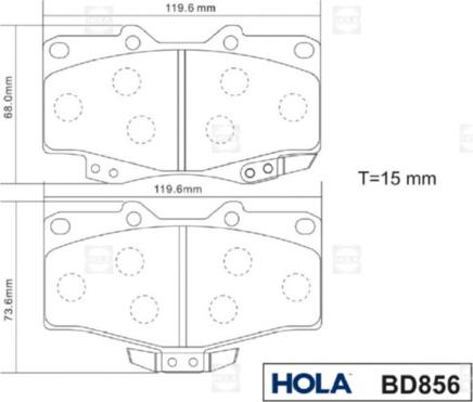 Hola BD856 - Brake Pad Set, disc brake www.autospares.lv