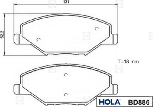 Hola BD886 - Тормозные колодки, дисковые, комплект www.autospares.lv