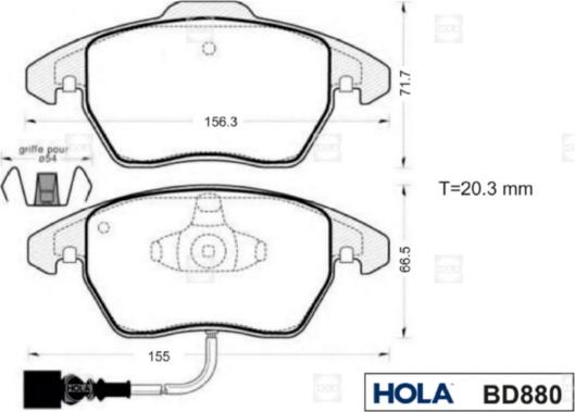 Hola BD880 - Bremžu uzliku kompl., Disku bremzes www.autospares.lv