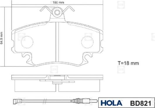 Hola BD821 - Bremžu uzliku kompl., Disku bremzes autospares.lv