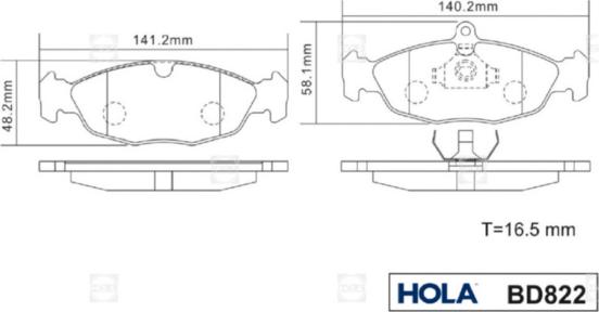 Hola BD822 - Bremžu uzliku kompl., Disku bremzes autospares.lv