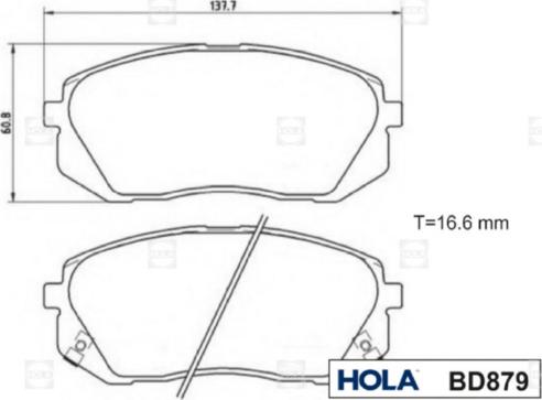 Hola BD879 - Тормозные колодки, дисковые, комплект www.autospares.lv