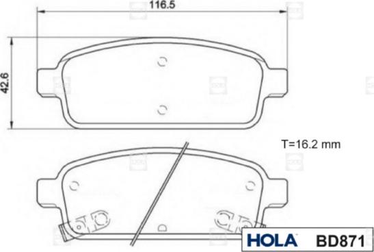 Hola BD871 - Brake Pad Set, disc brake www.autospares.lv