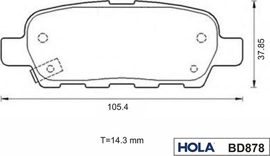 Hola BD878 - Brake Pad Set, disc brake www.autospares.lv