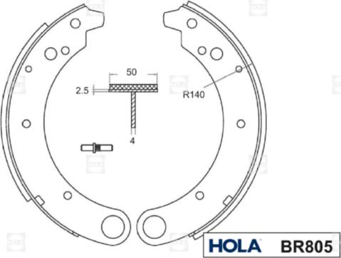 Hola BR805 - Bremžu loku komplekts www.autospares.lv