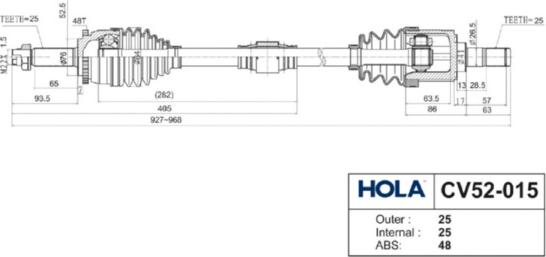 Hola CV52-015 - Приводной вал www.autospares.lv