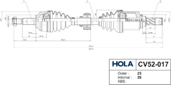 Hola CV52-017 - Piedziņas vārpsta autospares.lv