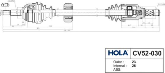 Hola CV52-030 - Piedziņas vārpsta autospares.lv