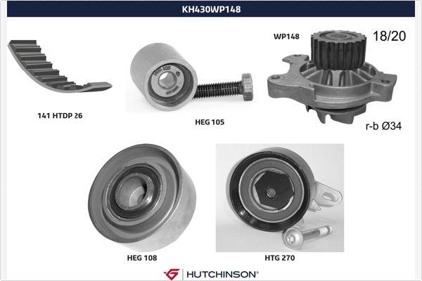 Hutchinson KH 430WP148 - Ūdenssūknis + Zobsiksnas komplekts www.autospares.lv