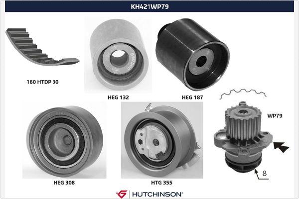 Hutchinson KH 421WP79 - Водяной насос + комплект зубчатого ремня ГРМ www.autospares.lv