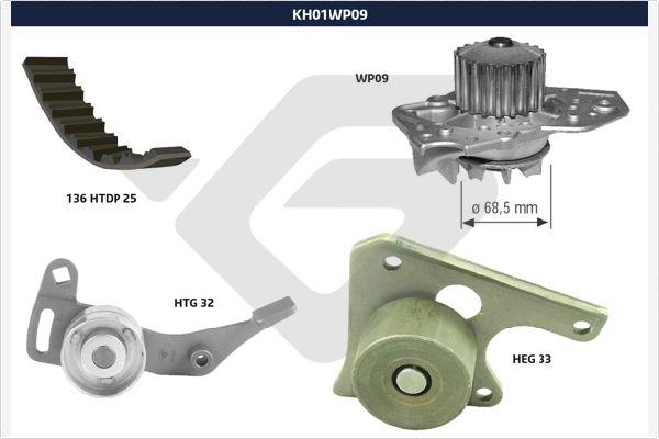 Hutchinson KH 01WP09 - Ūdenssūknis + Zobsiksnas komplekts autospares.lv