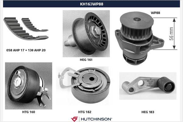 Hutchinson KH 163WP88 - Ūdenssūknis + Zobsiksnas komplekts autospares.lv