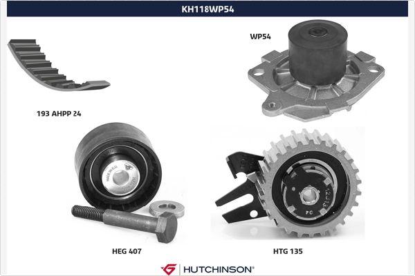 Hutchinson KH 118WP54 - Ūdenssūknis + Zobsiksnas komplekts www.autospares.lv