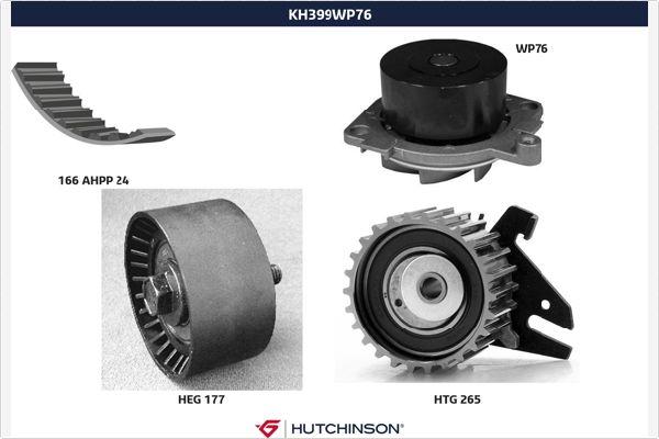 Hutchinson KH 399WP76 - Водяной насос + комплект зубчатого ремня ГРМ www.autospares.lv