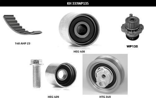 Hutchinson KH 333WP135 - Ūdenssūknis + Zobsiksnas komplekts www.autospares.lv