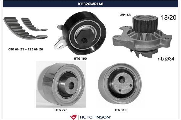 Hutchinson KH 326WP148 - Ūdenssūknis + Zobsiksnas komplekts autospares.lv