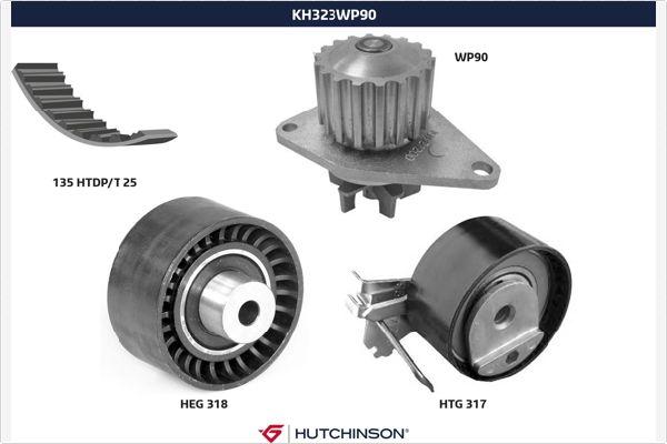 Hutchinson KH 323WP90 - Водяной насос + комплект зубчатого ремня ГРМ www.autospares.lv