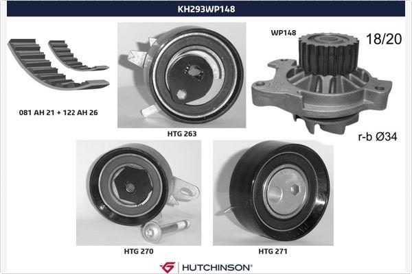 Hutchinson KH 293WP148 - Ūdenssūknis + Zobsiksnas komplekts autospares.lv