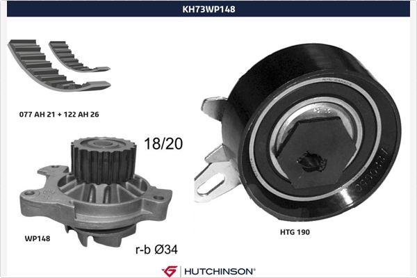 Hutchinson KH 73WP148 - Ūdenssūknis + Zobsiksnas komplekts autospares.lv