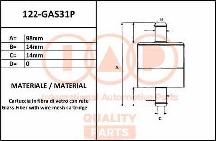 IAP QUALITY PARTS 122-GAS31P - Топливный фильтр www.autospares.lv