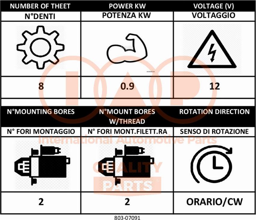 IAP QUALITY PARTS 803-07091 - Starteris autospares.lv