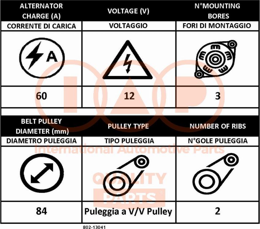 IAP QUALITY PARTS 802-13041 - Ģenerators autospares.lv