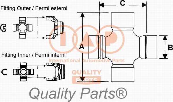 IAP QUALITY PARTS 308-10020E - Šarnīrs, Garenvārpsta autospares.lv