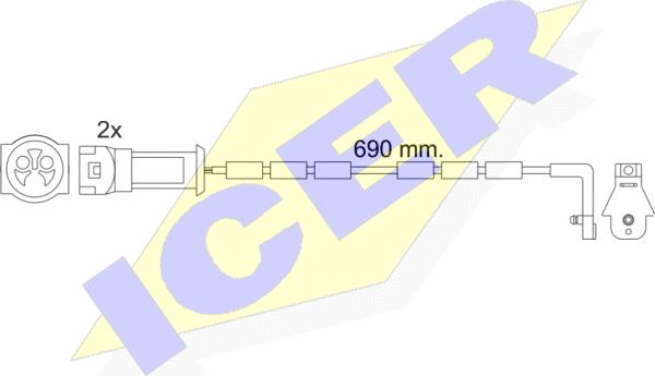 Icer 610445 E C - Warning Contact, brake pad wear www.autospares.lv