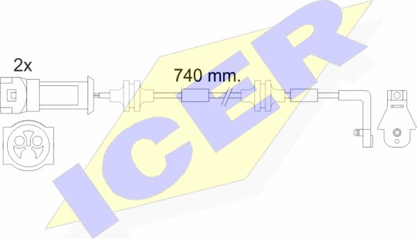 Icer 610446 E C - Warning Contact, brake pad wear www.autospares.lv