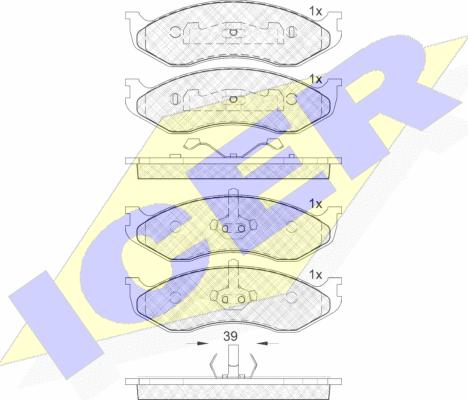 Icer 140968 - Bremžu uzliku kompl., Disku bremzes www.autospares.lv