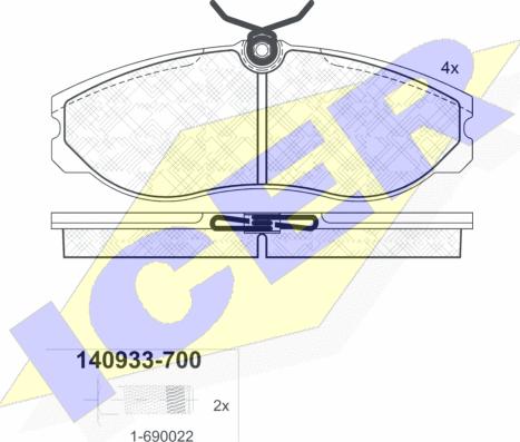 Icer 140933-700 - Тормозные колодки, дисковые, комплект www.autospares.lv