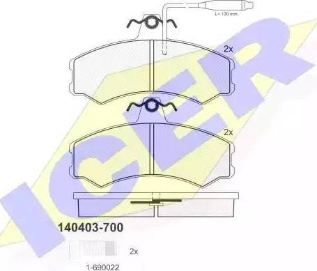 Icer 140403 - Bremžu uzliku kompl., Disku bremzes www.autospares.lv