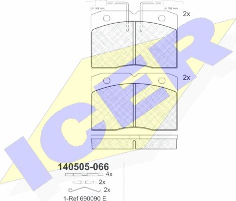 Icer 140505 - Bremžu uzliku kompl., Disku bremzes autospares.lv