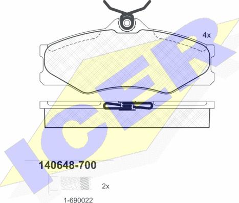 Icer 140648-700 - Bremžu uzliku kompl., Disku bremzes www.autospares.lv