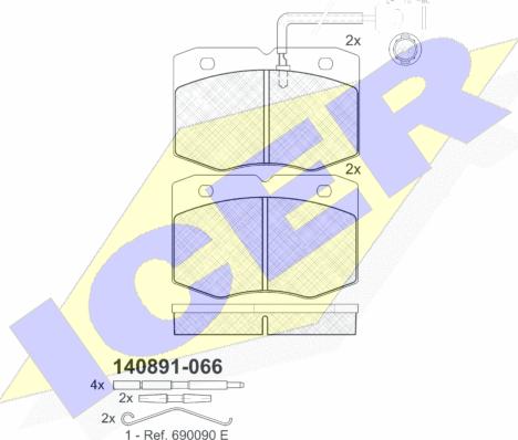 Icer 140891 - Bremžu uzliku kompl., Disku bremzes www.autospares.lv