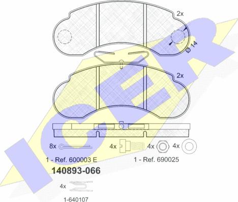 Icer 140893-066 - Bremžu uzliku kompl., Disku bremzes autospares.lv