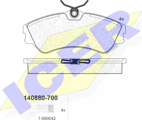 Icer 140880-700 - Тормозные колодки, дисковые, комплект www.autospares.lv