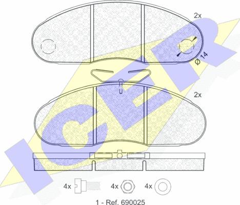 Icer 140834 - Bremžu uzliku kompl., Disku bremzes www.autospares.lv