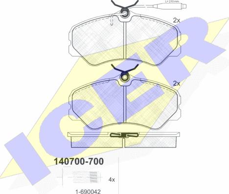 Icer 140700-700 - Bremžu uzliku kompl., Disku bremzes www.autospares.lv