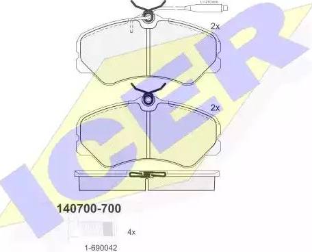 Icer 140700 - Bremžu uzliku kompl., Disku bremzes www.autospares.lv