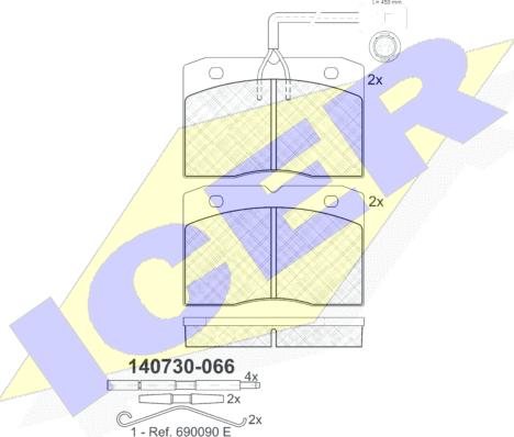 Icer 140730-066 - Bremžu uzliku kompl., Disku bremzes autospares.lv