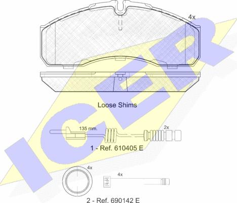 Icer 141499-203 - Bremžu uzliku kompl., Disku bremzes www.autospares.lv